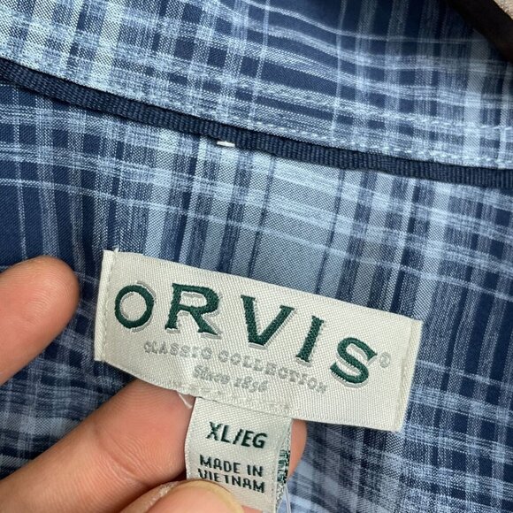 NEW Orvis Men's XL Short Sleeve Tech Shirt Blue Plaid Outdoor UPF 30 - Picture 7 of 11
